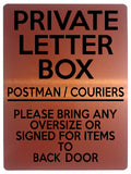 1681 PRIVATE LETTER BOX Postman Back Door Metal Aluminium Plaque Sign Letters