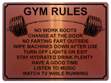 1353 GYM RULES Funny Metal Aluminium Plaque Sign Fitness House Shed Door Wall