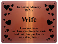 1397 In Loving Memory Of My Wife Memorial Funeral Metal Aluminium Plaque Sign