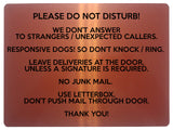 1647 DO NOT DISTURB RESPONSIVE DOGS DON'T KNOCK RING Metal Aluminium Plaque Sign