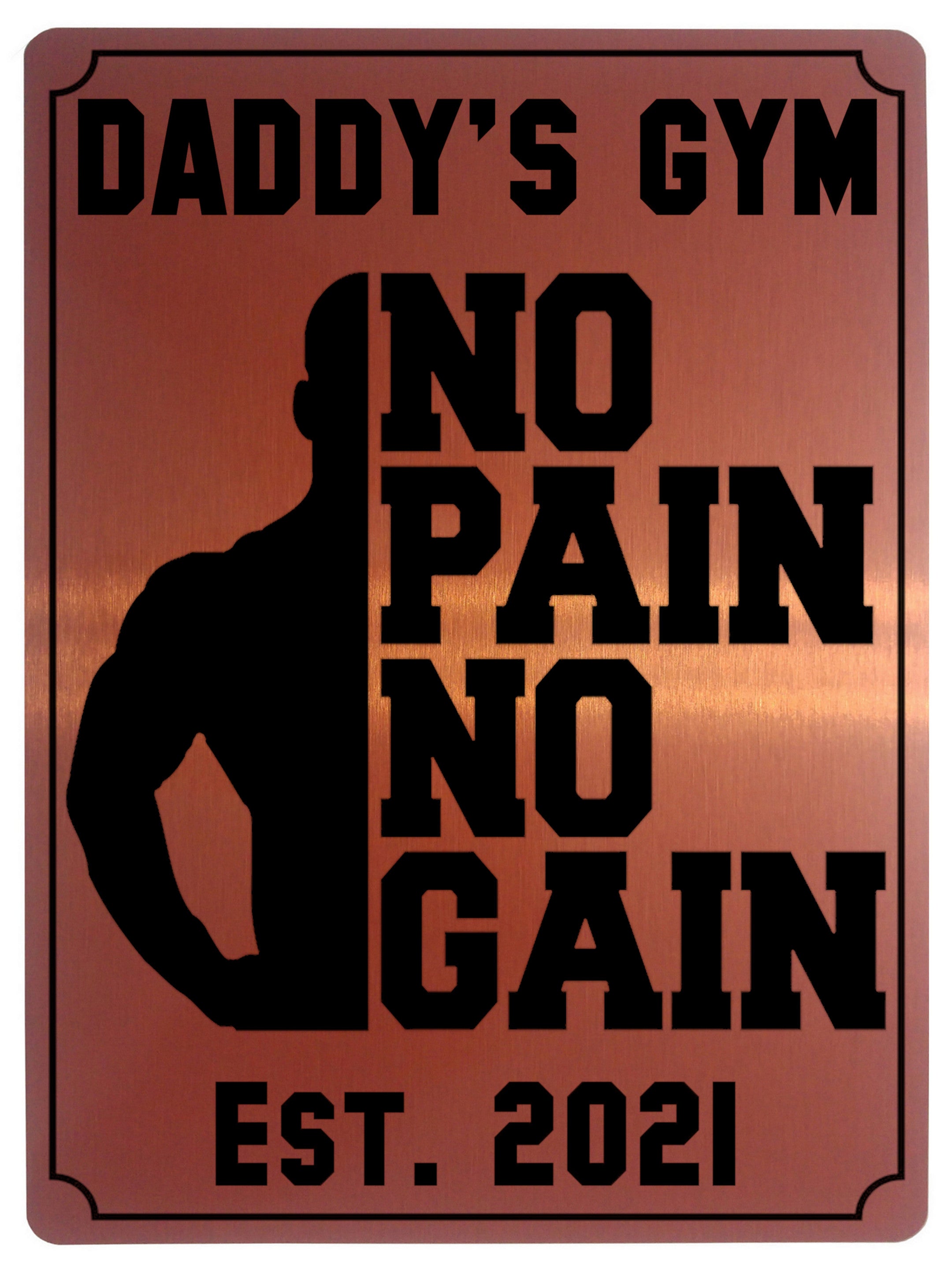 599 Personalised Daddy's Gym No Pain No Gain Metal Aluminium Sign Plaque Fitness Door