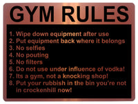 AL031 GYM RULES Fitness Digitally Printed Metal Aluminium Plaque Sign Door Wall