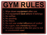 AL031 GYM RULES Fitness Digitally Printed Metal Aluminium Plaque Sign Door Wall