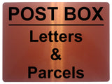 AL014 POST BOX Letters & Parcels Metal Aluminium Plaque Sign Door House Office