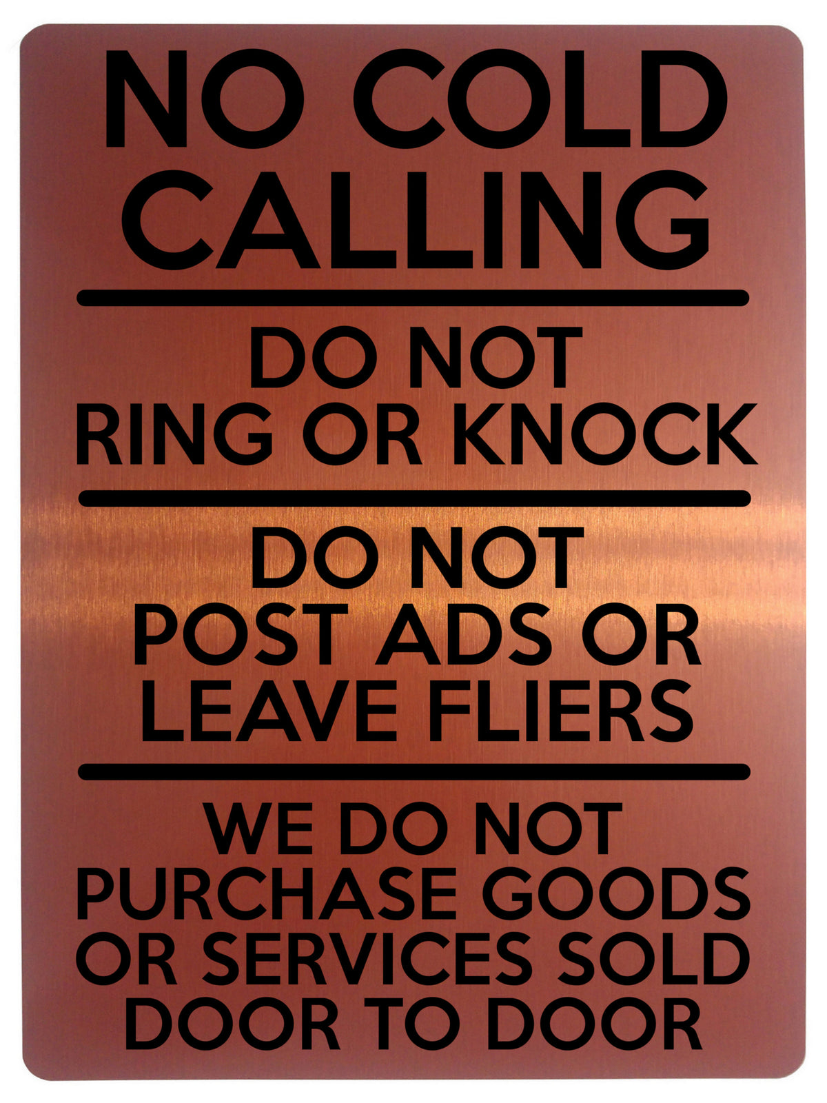 1600 NO COLD CALLING DO NOT RING OR KNOCK Metal Aluminium Plaque Sign Gate Door
