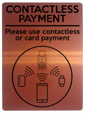 1594 CONTACTLESS PAYMENT Metal Aluminium Plaque Sign Shop Bar Restaurant Hotel