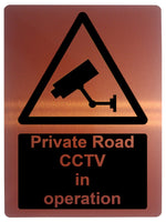 AL033 Private Road CCTV in operation Digitally Printed Metal Aluminium Plaque Sign Garden