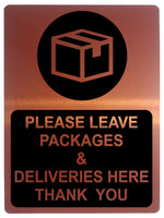 762 PLEASE LEAVE PACKAGES & DELIVERIES Metal Aluminium Plaque Sign Door Letters Parcel House