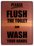 1289 PLEASE FLUSH THE TOILET AND WASH YOUR HANDS Metal Aluminium Plaque Sign