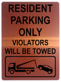 1268 RESIDENT PARKING ONLY VIOLATORS WILL BE TOWED Metal Aluminium Plaque Sign Gate House