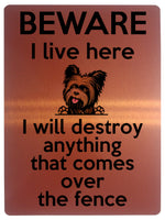 1891 I will destroy anything that comes over fence Metal Aluminium Plaque Sign