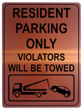 1269 RESIDENT PARKING ONLY VIOLATORS WILL BE TOWED Metal Aluminium Plaque Sign Gate House