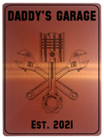 704 Custom Personalised DADDY'S GARAGE Car Metal Aluminium Sign Plaque Door Wall Gate