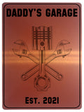 704 Custom Personalised DADDY'S GARAGE Car Metal Aluminium Sign Plaque Door Wall Gate