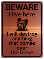 1892 I will destroy anything that comes over fence Metal Aluminium Plaque Sign