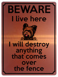 1892 I will destroy anything that comes over fence Metal Aluminium Plaque Sign