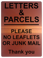 1546 LETTERS & PARCELS PLEASE NO LEAFLETS OR JUNK MAIL Metal Aluminium Plaque Sign Door