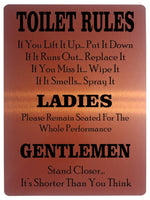 749 TOILET RULES Funny Metal Aluminium Plaque Sign For Door Wall House Office