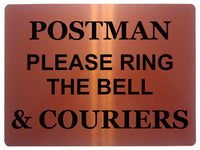 AL030 POSTMAN & COURIERS PLEASE RING BELL Digital Metal Aluminium Plaque Sign Door Gate