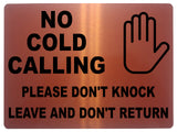 1512 NO COLD CALLING PLEASE DON'T KNOCK Metal Aluminium Plaque Sige House Office Door