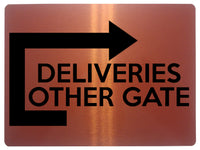 1760 DELIVERIES OTHER GATE Arrow Right Door Metal Aluminium Plaque Sign