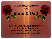 1412 In Loving Memory Of Mom & Dad Memorial Funeral Metal Aluminium Plaque Sign