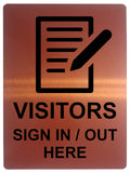 1394 VISITORS SIGN IN / OUT HERE Metal Aluminium Plaque Sign Door Wall Hotel