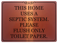 1495 THIS HOME USES A SEPTIC SYSTEM. Toilet Metal Aluminium Plaque Sign Door