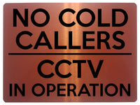 1843 NO COLD CALLERS CCTV IN OPERATION Door Metal Aluminium Plaque Sign