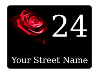 783 Custom Personalised Number & Address Red Rose Metal Aluminium Sign Door Plaque House Office