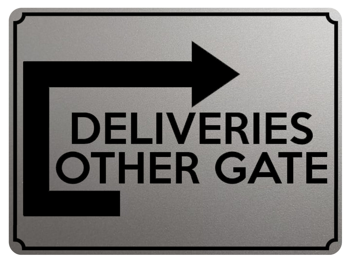 1761 DELIVERIES OTHER GATE Arrow Right Door Metal Aluminium Plaque Sign