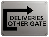 1761 DELIVERIES OTHER GATE Arrow Right Door Metal Aluminium Plaque Sign