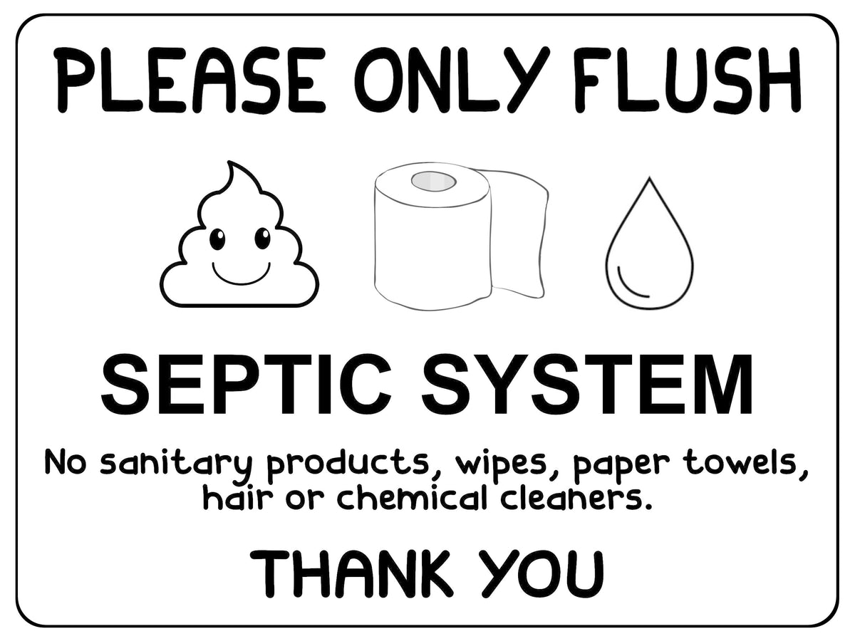 1414 SEPTIC SYSTEM Please Only Flush Metal Aluminium Plaque Sign Toilet Bathroom