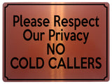 1885 Please Respect Our Privacy NO COLD CALLERS Door Metal Aluminium Plaque Sign