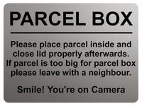 1807 PARCEL BOX  Smile! You're on Camera Metal Aluminium Plaque Sign