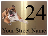 AL057 Custom Personalised Address Bulldog Digitally Printed Metal Aluminium Sign Plaque Door Gate