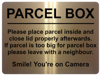 1807 PARCEL BOX  Smile! You're on Camera Metal Aluminium Plaque Sign