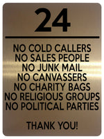 1510 Custom Personalised NO COLD CALLERS Door Number House Office Metal Aluminium Plaque Sign