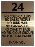 1510 Custom Personalised NO COLD CALLERS Door Number House Office Metal Aluminium Plaque Sign