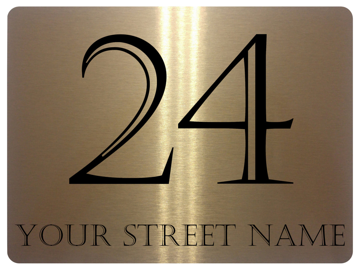 AL045 Personalised Address Digitally Printed Metal Aluminium Sign Plaque Door Gate House Office