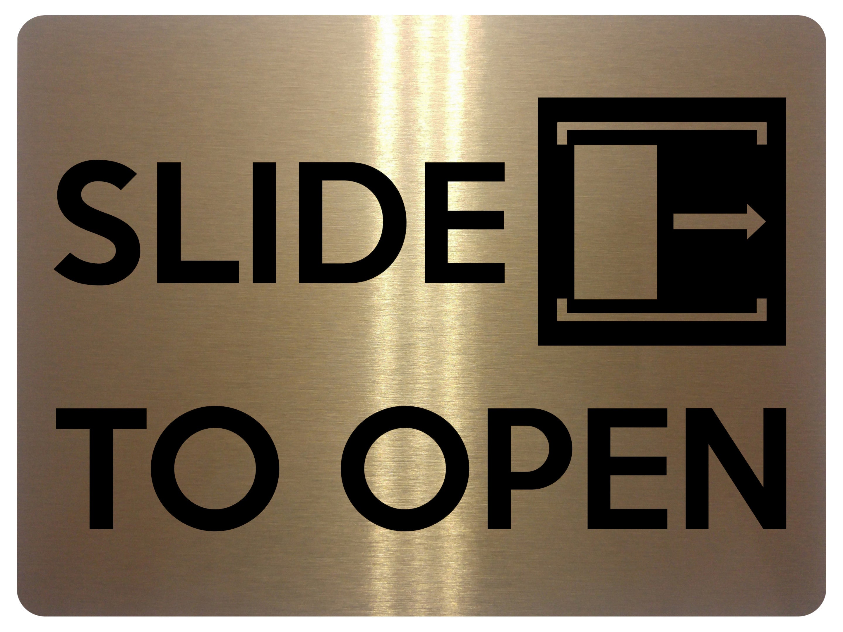 1543 SLIDE TO OPEN Direction Right Metal Aluminium Plaque Sign House Door Office