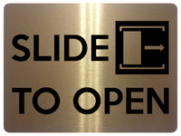 1543 SLIDE TO OPEN Direction Right Metal Aluminium Plaque Sign House Door Office