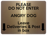 1605 DO NOT ENTER ANGRY DOG DELIVERIES & POST Metal Aluminium Plaque Sign Door