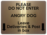 1605 DO NOT ENTER ANGRY DOG DELIVERIES & POST Metal Aluminium Plaque Sign Door