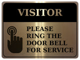 1332 VISITOR PLEASE RING THE DOOR BELL FOR SERVICE Metal Aluminium Plaque Sign