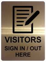 1394 VISITORS SIGN IN / OUT HERE Metal Aluminium Plaque Sign Door Wall Hotel