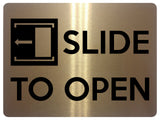 1544 SLIDE TO OPEN Direction Left Metal Aluminium Plaque Sign House Door Office