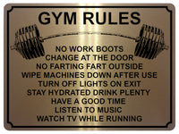 1353 GYM RULES Funny Metal Aluminium Plaque Sign Fitness House Shed Door Wall