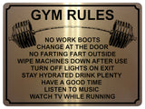 1353 GYM RULES Funny Metal Aluminium Plaque Sign Fitness House Shed Door Wall