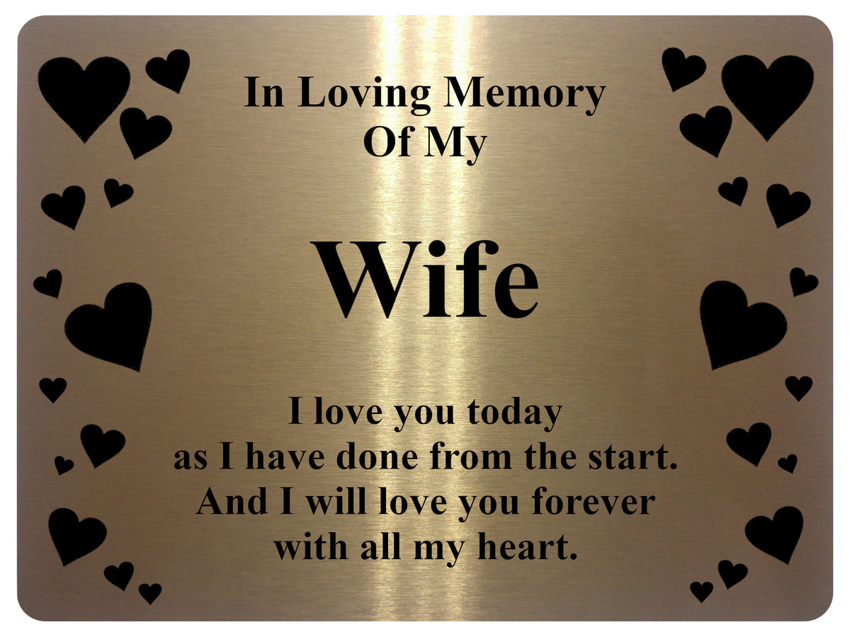 1396 In Loving Memory Of My Wife Memorial Funeral Metal Aluminium Plaque Sign